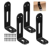 Generic 4 Pack Angle Connectors, Adjustable Mounting Brackets, 140 x 60 mm, 90 Degree Iron L-Shape, Black, Wall Mount