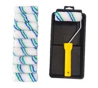 Generic 4" Paint Roller Brush with Tray Kit with 10 Microfiber Covers Compact for Arts and Crafts Replacement House Painting Supplies