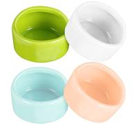 Generic 4 Pcs Ceramic Hamster Bowls for Cage Firm Bottom round Shape, Small Lovely Feeding Bowls for Mice and Small Animals, Not Easy to Turn