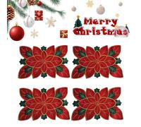 Generic 4 Pcs Christmas Embroidered Rectangular Table Mats 11.02x16.93in for Table Decor