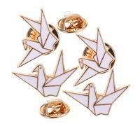 Generic 4 Pcs Cute Cartoon Origami Crane Pins Decorative Zinc Alloy Brooches for Fashion Backpacks Shawls Adorable Badge Accessories for Casual Outfits