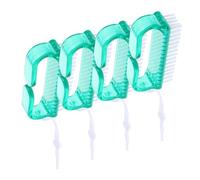 Generic 4 Pcs Nail Scrub Brush Set Green Plastic Handle Small Size Easy Carry for Manicure Pedicure and Toenail Cleaning