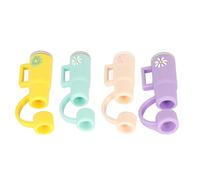 Generic 4 Pcs Straw Protection Lid Dust -Proof Mini Straw Cover Recyclable Silicone Plug for Indoors Outdoors