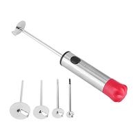 generic 4-Piece Stainless Steel Fruit & Vegetable Corer Drill Set with Ergonomic Handle - Kitchen Tool for Salad Making, and Kids Food Prep, Red, 5.4in Bits