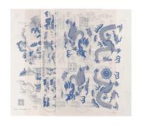 Generic 4 Pieces Classic Blue and White Underglaze Pottery Transfer Paper Decals with Zodiac Patterns for Ceramic Clay Crafting and High-Temperature Glaze Decoration