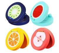 Generic 4 Pieces Finger Castanets Wood Castanet,Early Education,Teaching Tool Cartoon Fruit Castanet Finger Clapper for Girls Boys