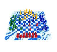 Generic 4 Player Chess Set for Kids and Adults, Educational Strategy Game for Family Fun, Compact 35x35 Cm, Made of Premium PS Material (49mm Transparent Red Yellow Blue Green)