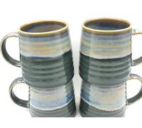 Generic 4 Reactive Glaze Stoneware Studio Brulee Mug in Dark Green Grey with Seashore Mist., RG-125