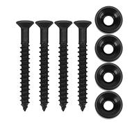 Generic 4 Sets Guitar Neck Joint Bushing Set Durable Metal Ferrule Screw/Fastener for Electric Bass, Practical Accessory for Guitarists, Stainless Steel Material (Black)