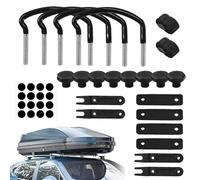 Generic 4 Van Roof Rack U Bolt Clamps - Car Rack Mounting Brackets, Compatible with Car and Van, Universal Fit, Black, 85mm Inside Width, 8 Lock Nuts, 2 Straps, Easy Installation