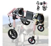 Generic 4-Wheels Dog Wheelchair, Adjustable Dog Carts with Walking Recover Mobility Aids, Lightweight Pet Four Wheel Wheel-Chair for Injured, Disabled, Paralysis, Hind Limb Weak Pet(Pink,XL)