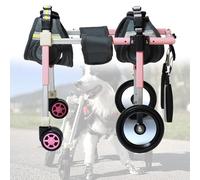 Generic 4-Wheels Dog Wheelchair, Adjustable Dog Carts with Walking Recover Mobility Aids, Lightweight Pet Four Wheel Wheel-Chair for Injured, Disabled, Paralysis, Hind Limb Weak Pet(Pink,XS)
