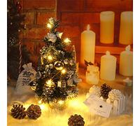 Generic 40cm Artificial Tabletop Xmas Tree, Mini Christmas Tree with LED Light for Holiday Decoration in Office Home, Flame-Retardant PVC Materials (Red)