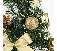 Generic 40cm Artificial Tabletop Xmas Tree, Mini Xmas Decoration Tree with LED Light for Home Office Decor, Flame-Retardant PVC, Red Gold Silver (Red)