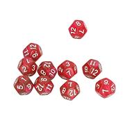 Generic 40pcs Polyhedral Dice Set with Clear Numbers for Game Teaching and Recreational Activities, Plastic, 12 Sided, Durable (Red)