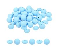 Generic 40Pcs Silicone Beads Bulk,12mm Silicone Round and Lentil Beads,Focal Bead for Keychains Making Pens DIY Necklace Bracelet,Light Blue