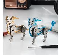 generic 45 PCS Zodiac Rooster 3D Metal puzzles Kit, Handmade Zodiac Ox DIY Metal Model,3D mechanical puzzle for adults to build