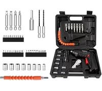 Generic 47-Piece Electric Screwdriver Kit, Black Plastic, Rechargeable Cordless Drill with USB Charging, 3.6V Driver Bits Set, 6Nm Torque, 1200 RPM