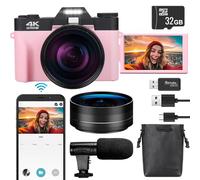 Generic 4K 48MP Camera with 180° Screen, 16X Zoom, WiFi, Perfect for Vlogging, Travel, Beginners Kit with 32GB TF Card & Mic