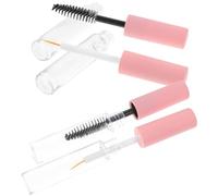 Generic 4Pcs 10Ml Empty Mascara Tubes with Pink Caps and Random Eyeliner Wands, DIY Refillable Shadow Tip Liner Bottles for Eyelash and Lip Gloss Storage, Portable Cosmetic Random Color