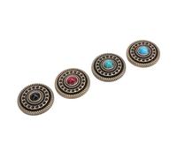 generic 4PCS 30mm Retro Buttons Round Handle Screw Vintage Metal Button for Crafts Clothing Decoration Black Red Blue Green Stone