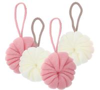 Generic 4pcs Bath Shower Loofah Set, Exfoliating Foaming Bathing Balls for Adults, Soft Mesh Body Scrubber in White and Pink, Household Skin Cleaning Supplies for Bathroom Use