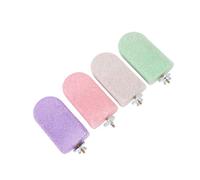 Generic 4PCS Bird Beak Grinding Stones Colorful Nature Perches for Small Medium Birds Grey Pink Purple Teal for Bird Cage Stand (L)