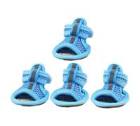 Generic 4pcs Blue Mesh Breathable Pet Sandals for Dogs, Soft Cotton Material with Non-slip Sole, Protect Paws from Hot Pavement, Easy to Clean, for Beach and Deck Outdoors