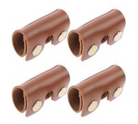 Generic 4pcs Brown Leather Safety Head Protectors Double Edge Head Covers Travel Shaving Accessories for Men’s