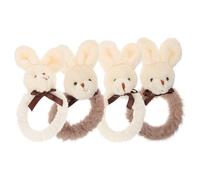 Generic 4pcs Bunny Shaped Hair Elastic Bands Plush Hair Rings Soft Ponytail Holders for Easy to Store and Not Easy to Fall off Suitable for Costume Parties and Birthday