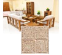 Generic 4PCS Carving Checkered Applique - Unpainted Wooden Decals for Furniture Decoration DIY Crafting (Style 2)