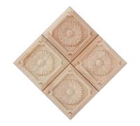 Generic 4PCS Carving Checkered Applique - Unpainted Wooden Decals for Furniture Decoration DIY Crafting (Style 4)