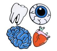 Generic 4Pcs Creative Organ Brooch Heart Brain Eye Tooth Pins Funny Enamel Pins for Women Sweater Backpack Accessories Unique Gift for Halloween Birthday Valentine Day