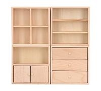 Generic 4Pcs Dollhouse Miniature Furniture Set, 1:12 Scale Wooden Cabinet, Combinable Furniture Kit with Various Styles, Ideal for Dollhouse Kitchen & Living Room