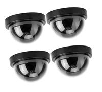 Generic 4pcs Dummy Fake Dome CCTV Camera with Realistic Look and Flashing LED Light for Libraries and Markets Durable Plastic Simulation (Black)