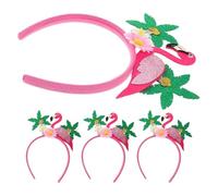 Generic 4pcs Flamingo Headbands Tropical Hawaiian Party Accessories Lightweight Soft Floral Hair Hoops for Women Luau Beach Festival Cosplay