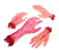 Generic 4pcs Halloween Scary Broken Hand Props Set, Lightweight Silicone Hands for Haunted House Decoration and Prank, Horror Design Suitable for Stage Shows