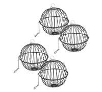 Generic 4pcs Hamster Cage Bunny Bird Feeder Guinea Food Dispenser Hay Feeder Pet Cage Feeder Bunny Feeders Rabbits Guinea Pigs Rattan Balls Black Stainless Steel