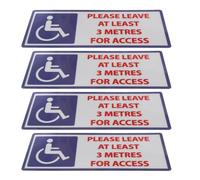 Generic 4pcs Handicap Warning Sticker for Disabled People Strong Adhesive Pvc Material Reflective Safety Reminder Sign for Public Spaces and Workplaces Safety