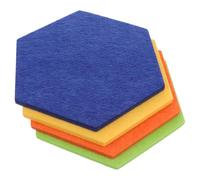 Generic 4pcs Hexagon Felt Message Boards Medium Size (47 Green, 14 Orange, 29 Tangerine, 43 Blue) Self-Adhesive Felt Photo Display Wall Stickers for Office and Home Bulletin