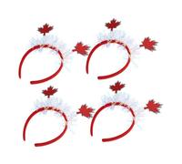 Generic 4pcs Holiday Party Headdress Maple Leaf Headband Tinsel Fall Accessories Autumn Thanksgiving Festive Headwear for Canada Day Celebration