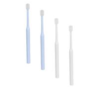 Generic 4Pcs Manual Pets Toothbrush with Long Anti-Slip Handle for Cat and Dog Dental Cleaning Small Round Brush Head for Deep Mouth Care Plastic TPE Material