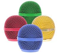 Generic 4pcs Microphone Grill Heads Colorful Replacement Mic Grille Cover for Gold Pink Green Sky Mesh Windscreen for Enhanced Sound Quality