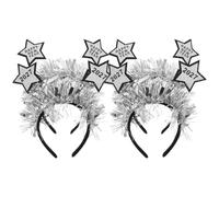 Generic 4pcs New Year Hair Accessories Headbands Glitter Star Design, Silver Iron and Cloth Material, Comfortable Secure Fit for Ages, for Nye Party and Stage Performances