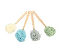 Generic 4pcs Nylon Body Scrubber Brush Set with Long Wooden Handle for Shower Back Scrubbing and Skin Health Improvement Bathing Accessories