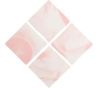 Generic 4pcs Pink Marble Square Ceramic Cup Coasters Set Heat-resistant Anti-skid Drink Coaster Pads for Tea Cups and Mugs Table Protection