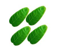 Generic 4pcs Placemat Table Mats Banana Leaf Shape Green Plastic Cloth Anti-slip Heat-resistant Hawaii Leaf Design Protect Tables for Home Restaurant Use