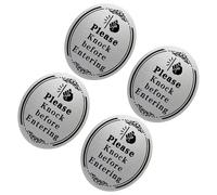 Generic 4pcs Please Knock Sign Decals for Door Reminder to Knock before Entering Black Pvc Stickers Easy to Use for Offices and Gates