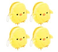 Generic 4PCS Plush Yellow Chicken Shape Coin Purse Set, Soft Easter Chick Change Bag Random Paw Colors, Cute Small Money Pouch for and Travel Random Color