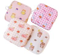 Generic 4pcs Portable Period Pouch Sanitary Holder, Polyester Multi-Purpose Storage Bag with Chic and Lovely Design, for School and Indoor Daily Use